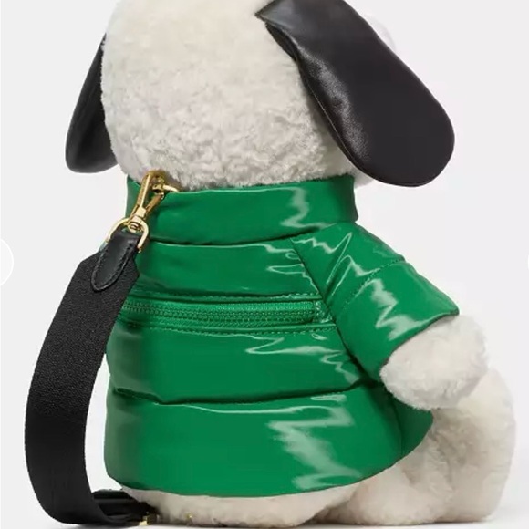 kate spade White Snoopy Plush in Green Puffer Jacket with Black Ears - Picture 3 of 6